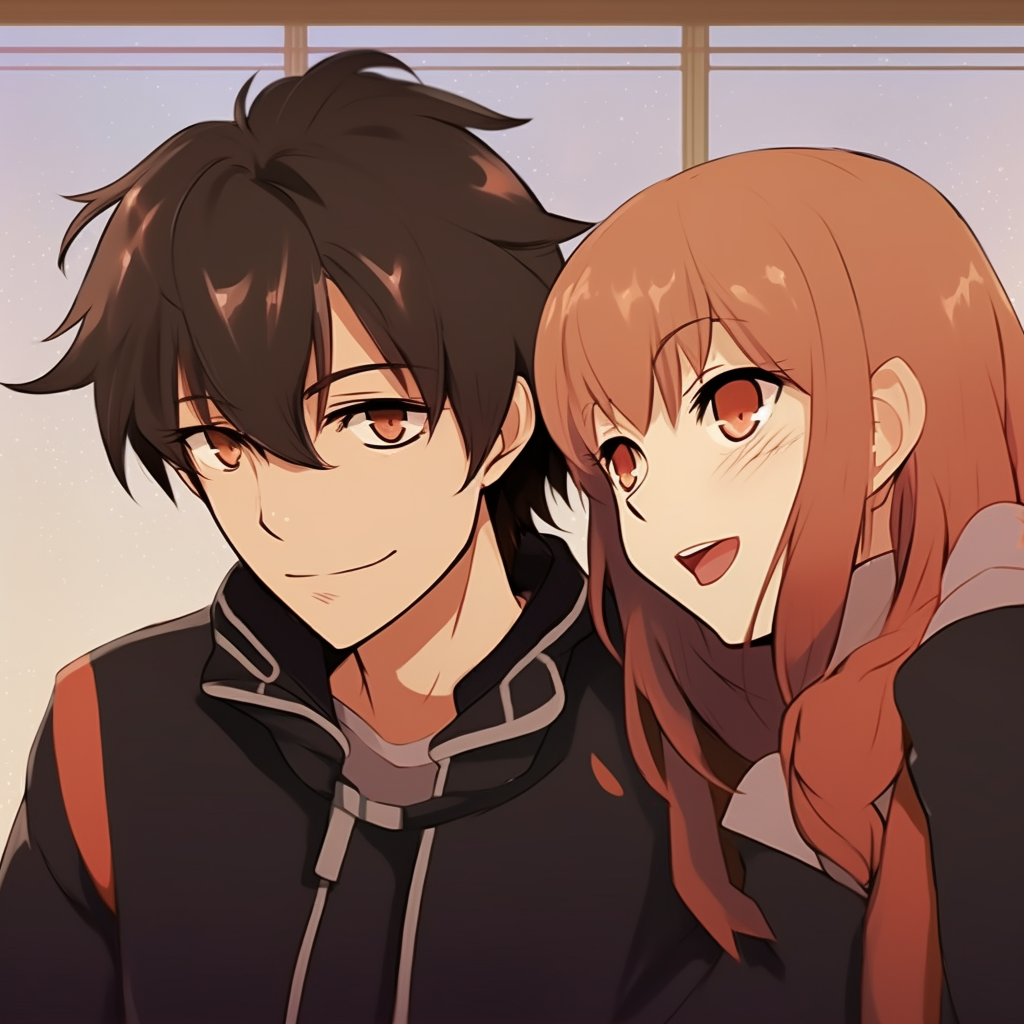 Pikachu setup on Ash's shoulder, playful energy and dynamic composition. anime matching pfp couple ideas