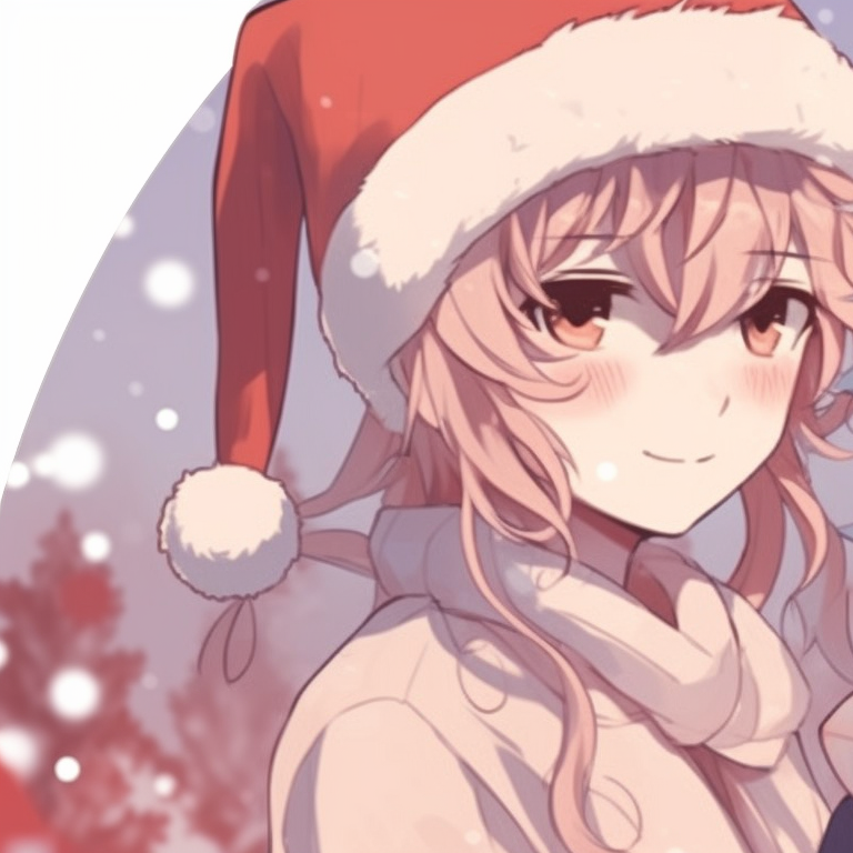 Two characters surrounded by falling snowflakes, soft colors and comfortable clothes, sharing a hot drink. aesthetic matching anime christmas pfp designs pfp for discord.