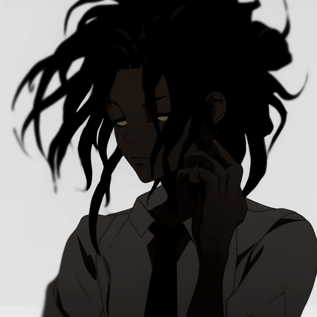 An elusive black silhouette of an anime character, minimalistic yet powerful. top rated anime black pfp pfp for discord.