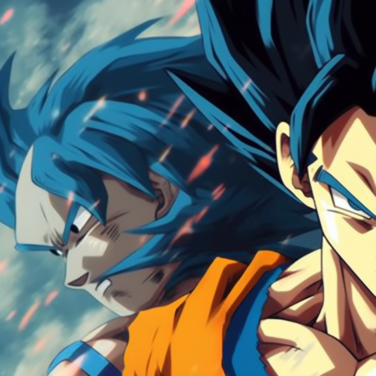 Goku and Vegeta in battle stances, sharp lines and dynamic poses. anime goku and vegeta matching pfp pfp for discord.