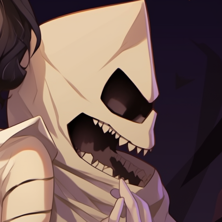 Two characters in matching candy corn costumes, bright colors and playful poses. fresh couples matching pfp halloween theme designs pfp for discord.