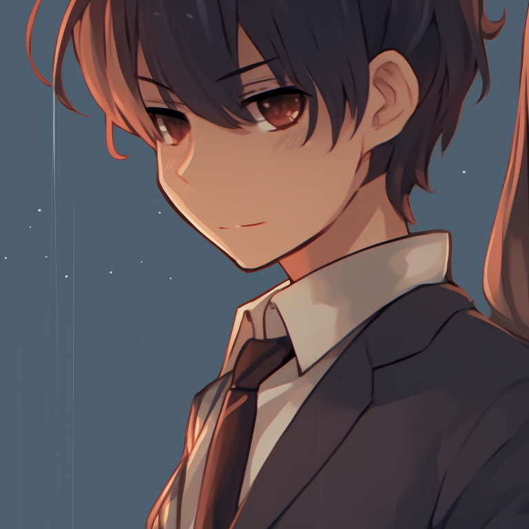 Two characters at sunset, silhouettes and gradient dusk colors. cool matching anime pfp pfp for discord.