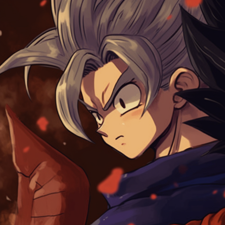 Yamcha and Bulma are dressed as a werewolf and witch under the moonlit sky, vivid shades resulting in stark contrasts. dragon ball couples in halloween costume pfp pfp for discord.