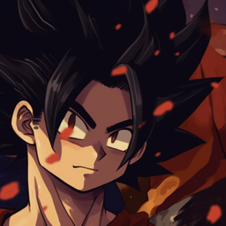 Yamcha and Bulma are dressed as a werewolf and witch under the moonlit sky, vivid shades resulting in stark contrasts. dragon ball couples in halloween costume pfp pfp for discord.