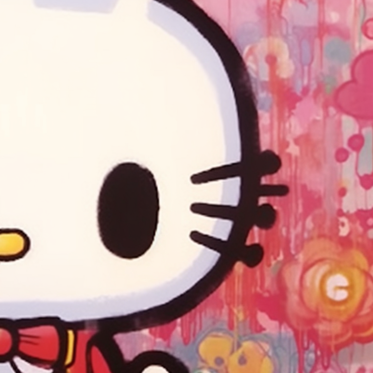Two figures, vibrant colors and soft lines, the famous Hello Kitty bow evident. hello kitty matching pfp ideas pfp for discord.