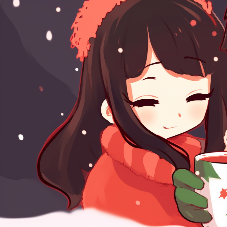 Two characters on a sleigh, surrounded by snow, dynamic poses and expressions. holiday inspired matching christmas discord server pfp pfp for discord.