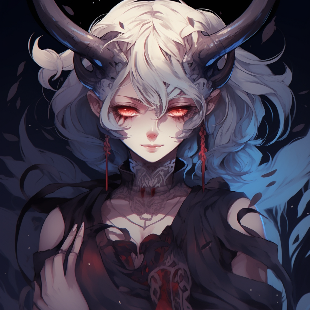 Silhouette of a Demon Girl emerging from shadows, focusing on minimal detail and strong contrast. demon girl anime pfp pfp for discord.