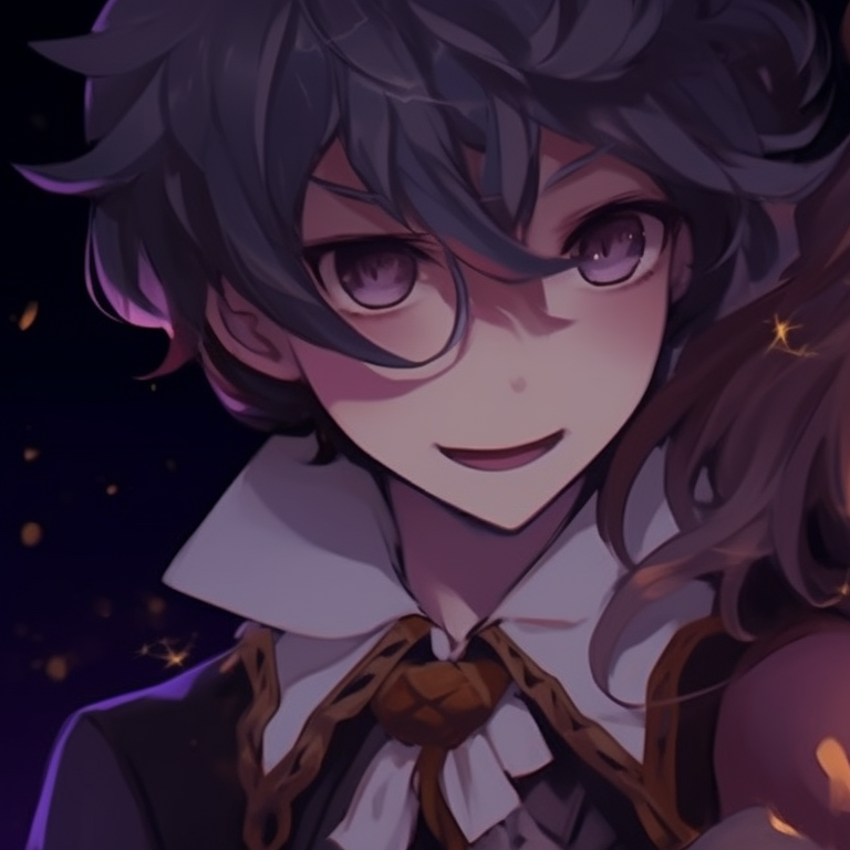 Two characters with cursed markings, dark colors and intense gazes. halloween matching profile pictures pfp for discord.