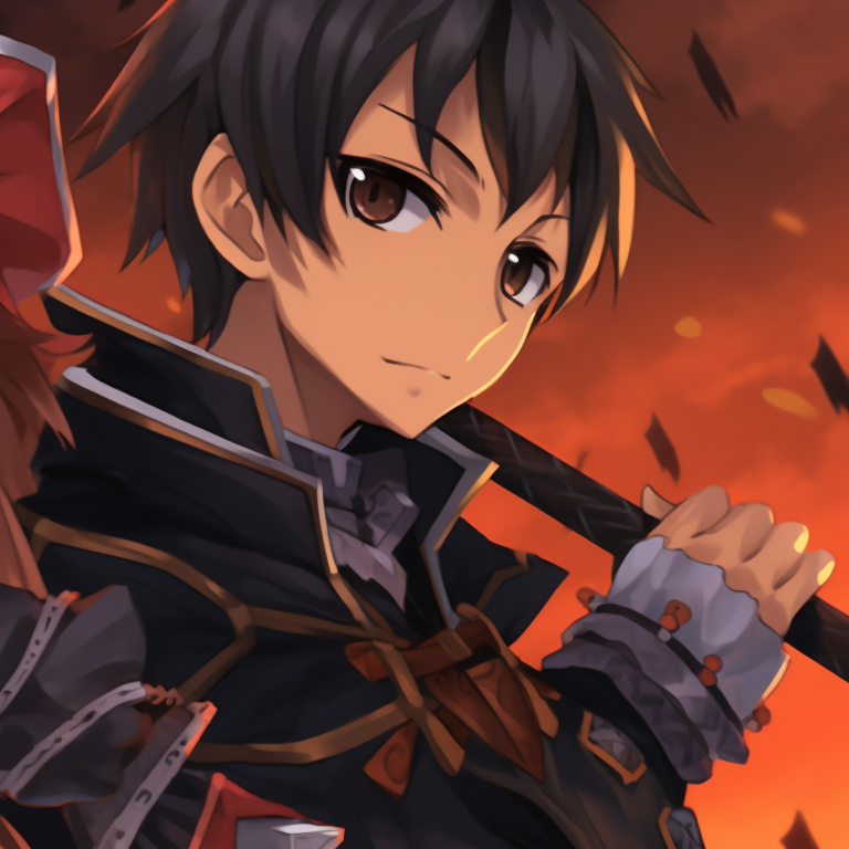 Kirito and Asuna in a frightening fairytale setting, softer tones and dreamlike illustration. kirito and asuna matching halloween pfp pfp for discord.