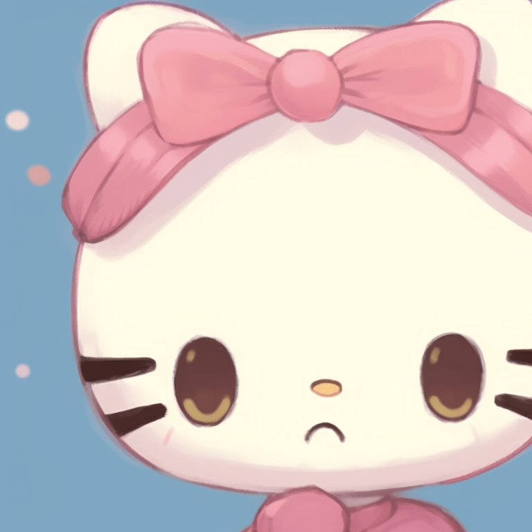 Two characters in Hello Kitty themed outfits, pastel color scheme with candy motifs. hello kitty aesthetic matching pfp pfp for discord.
