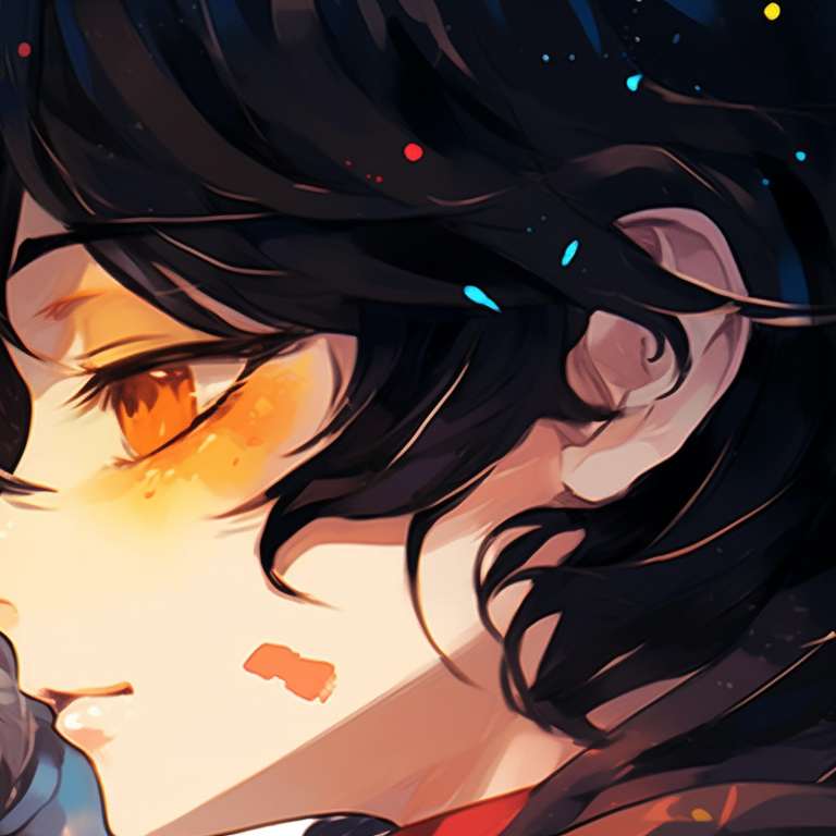 Two anime girls, vibrant colors and detailed embellishments, heads touching. vibrant anime girl matching pfp pfp for discord.