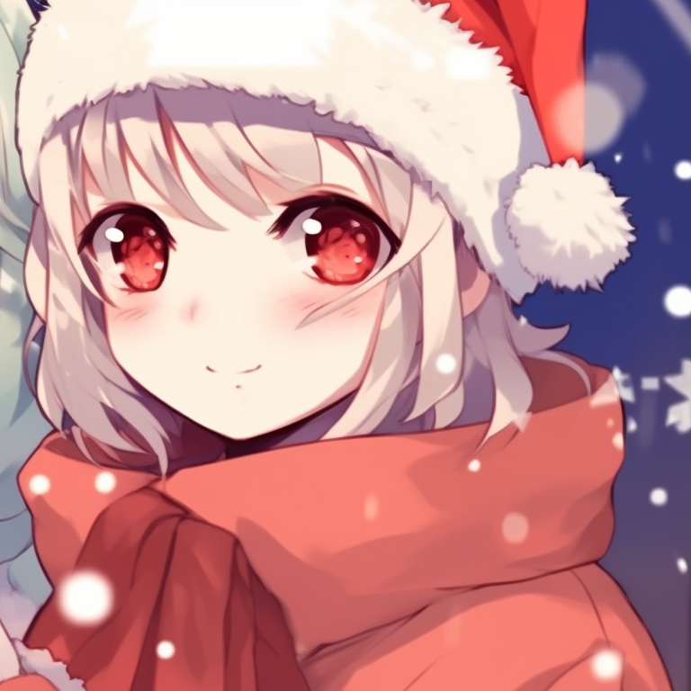 Two characters, surrounded by snowflakes, soft colors and relaxed expressions. matching christmas meme pfp designs pfp for discord.