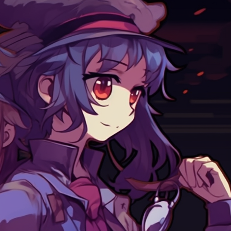 Two characters in Halloween costumes, vibrant colors, posing with a chilling house in the background. halloween anime matching pfp pfp for discord.