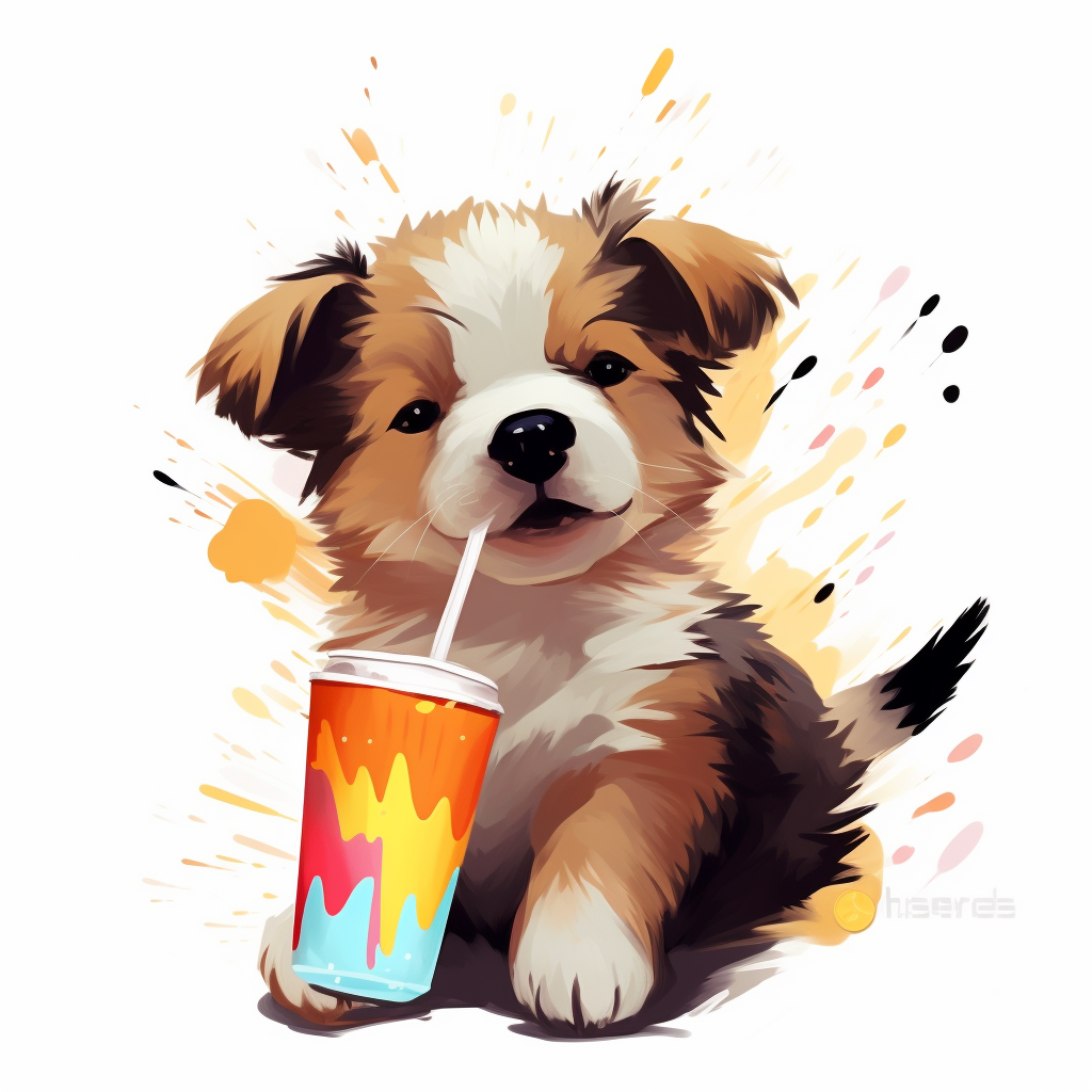 An anime puppy in a dynamic pose, showcasing bold lines and bright colors. cute animal pfp selection