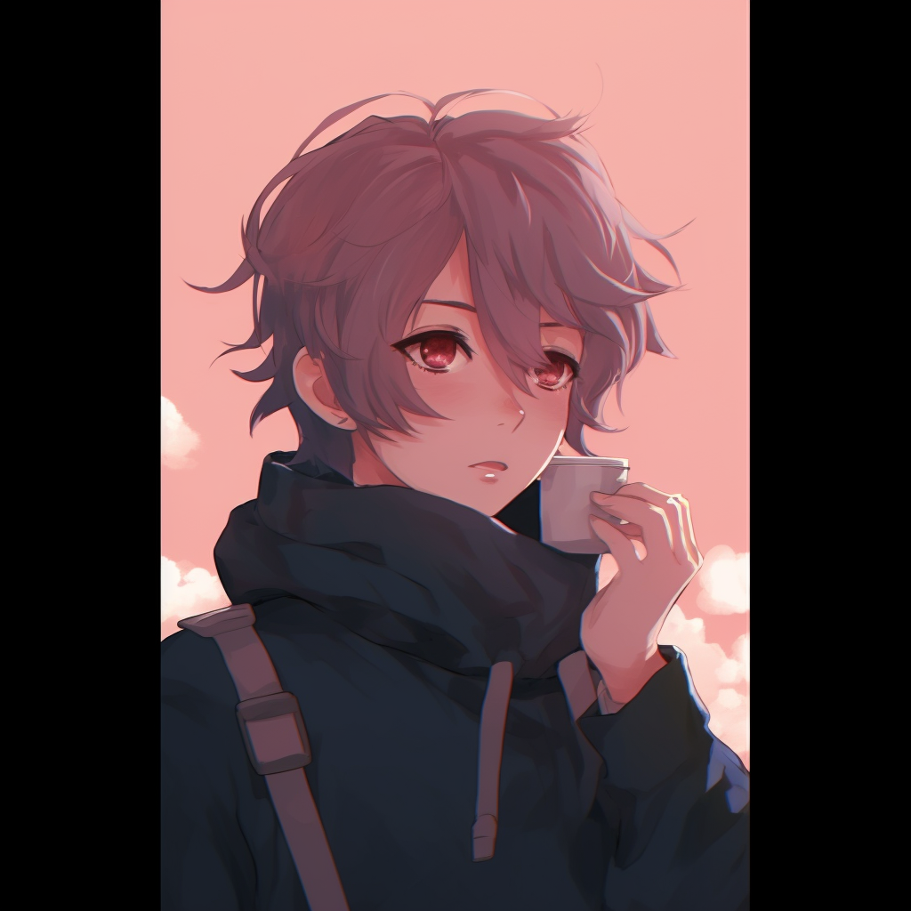 Sakura gazing peacefully, her soft pink hair blends perfectly with the pastel theme. characters' chill anime pfp