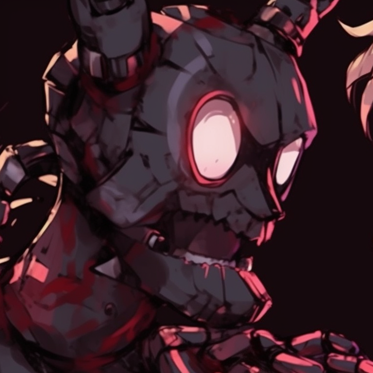 A fox and a rabbit character, vibrant colors and bold lines, evident tension. popular fnaf matching pfp designs pfp for discord.