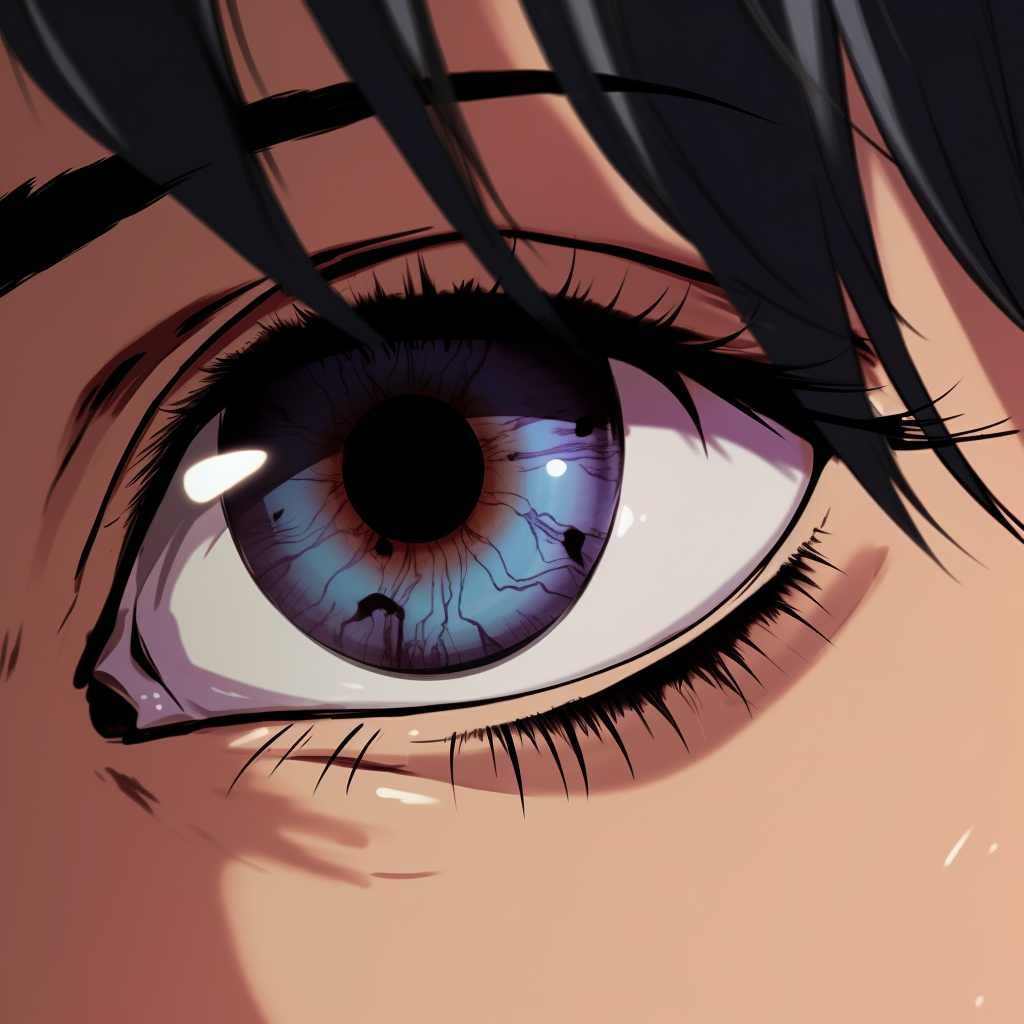 Extreme close-up showing the complexity and intensity of a tsundere girl's eye, carefully detailed lashes, and vibrant iris. epic anime eyes pfp girl images