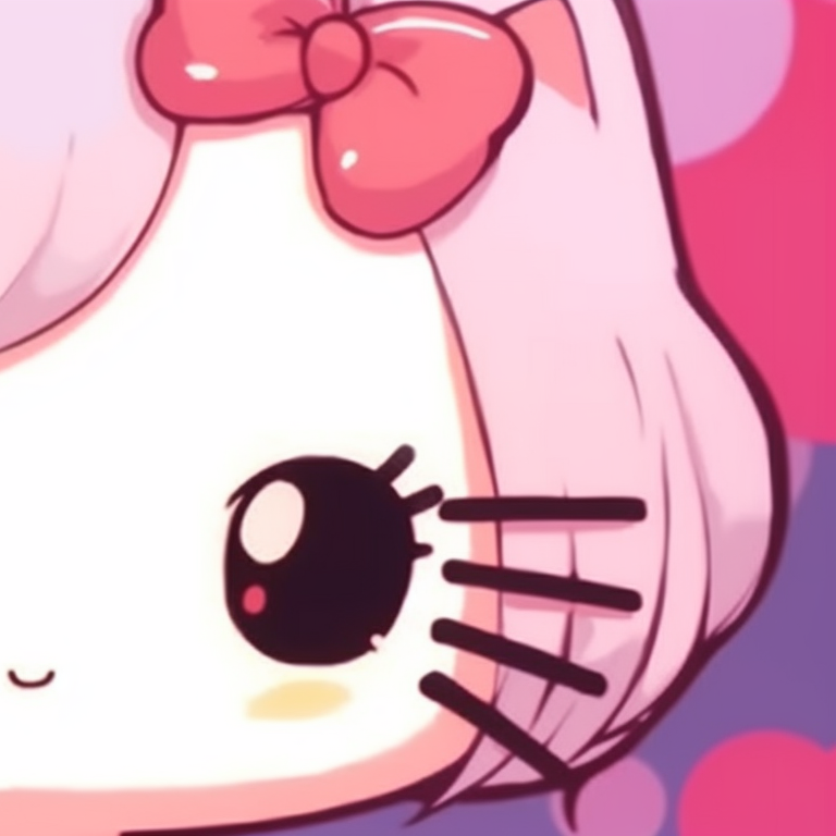 Hello Kitty and anime character, soft colors with expressive facades. hello kitty and anime characters matching pfp pfp for discord.
