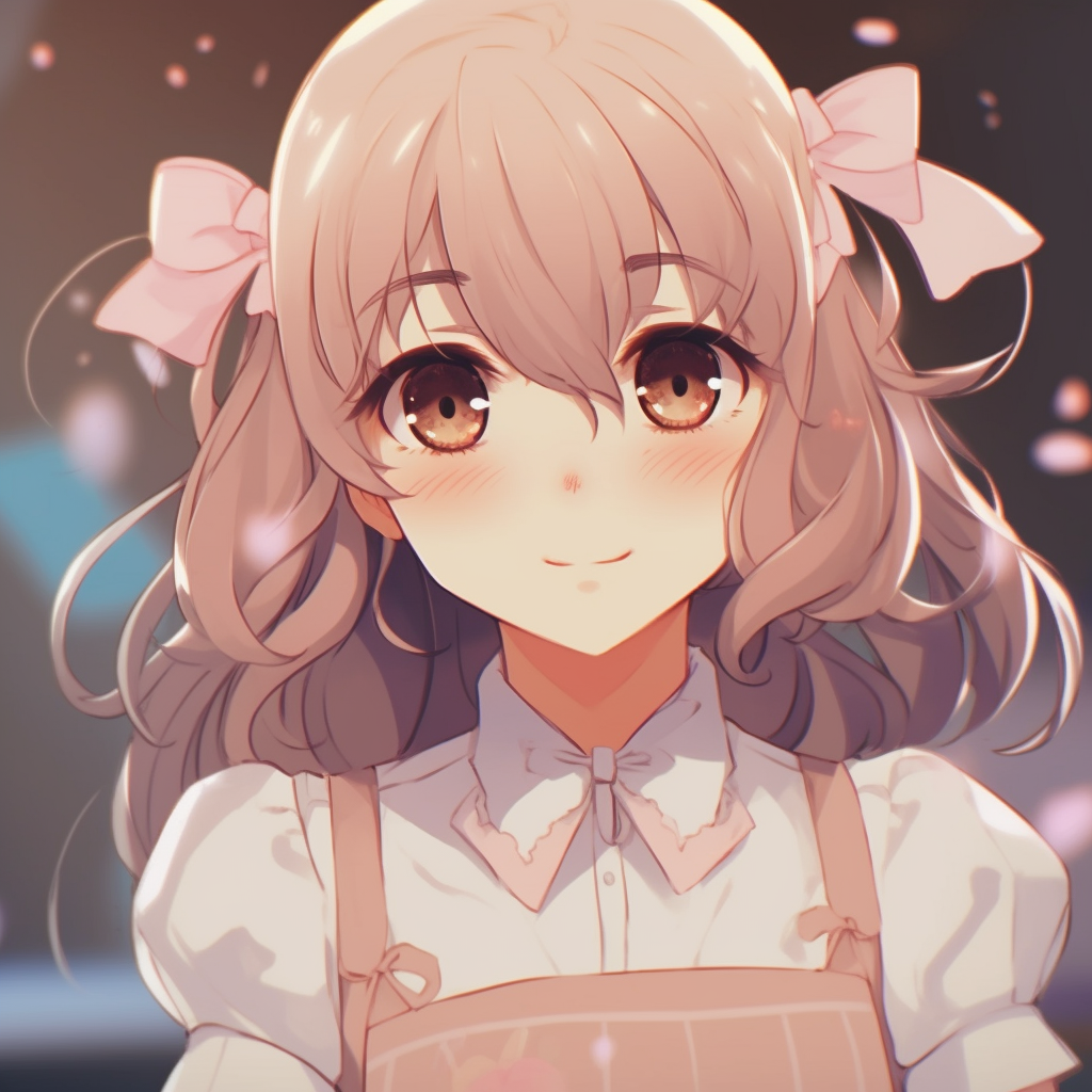 Anime maid character in pastel tones with a soft background. aesthetic cute anime pfp for all pfp for discord.