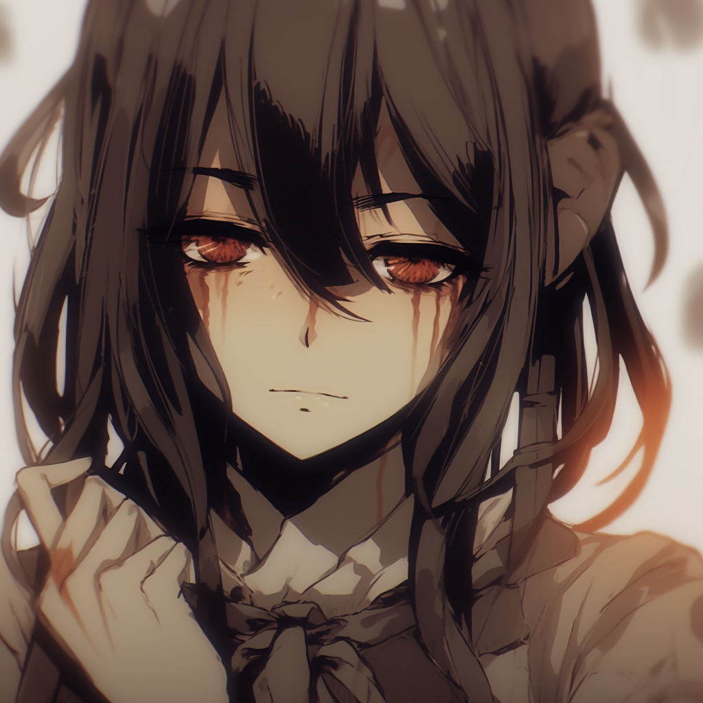 Close-up of Mikasa Ackerman, detail on her piercing gaze and precise linework. anime pfp aesthetic graphic illustrations