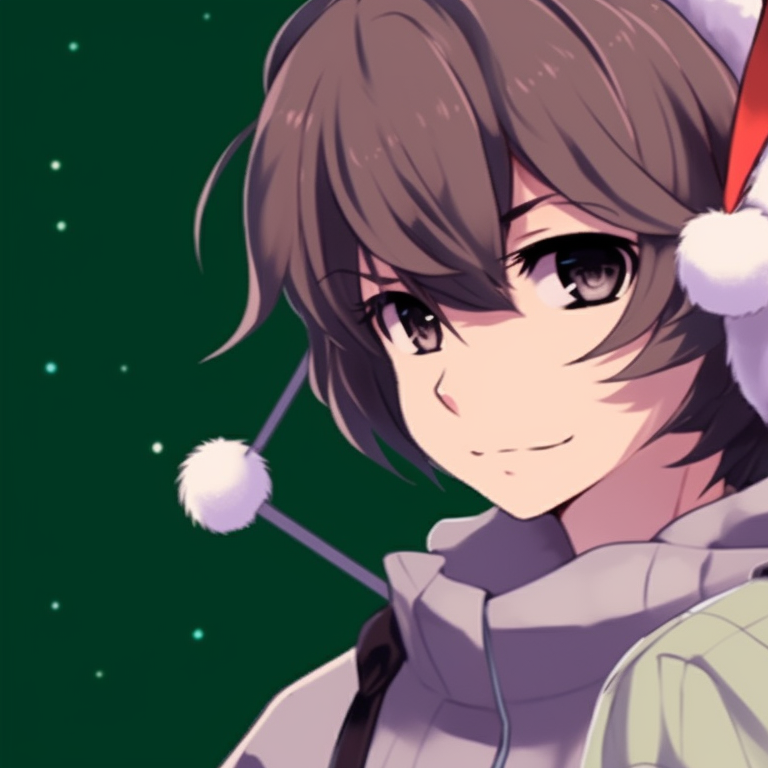 Side-by-side characters in minimalist Christmas attire, soft backgrounds and gentle smiles. minimalistic matching christmas pfp 2021 pfp for discord.