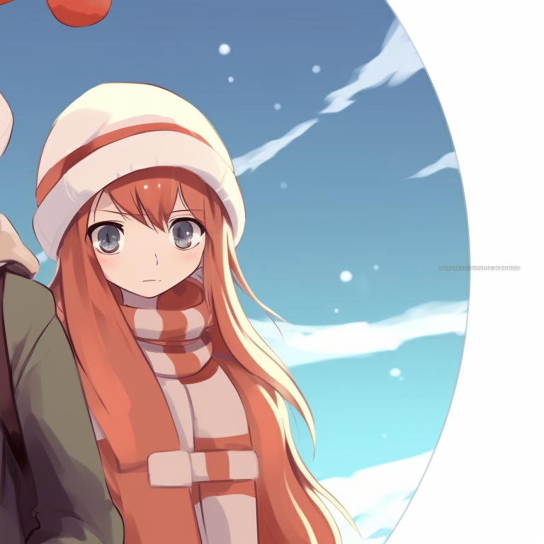 Two characters making snow angels, saturated colors with winter motif. discord server pfp matching for christmas pfp for discord.