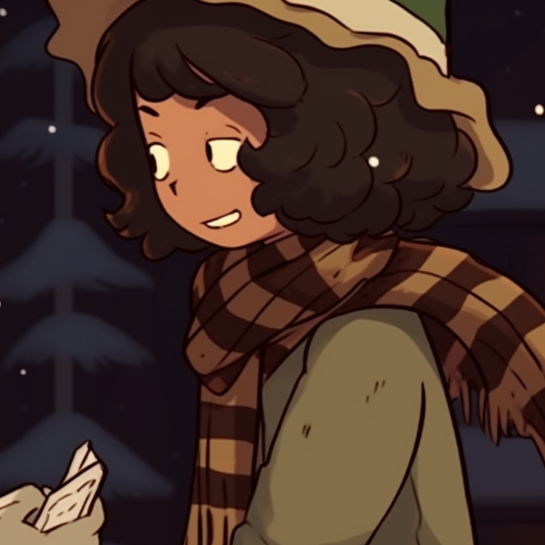 Two characters, holding a giant candy cane together, pastel colors and sparkles in the background. matching retro aesthetic cartoon pfp christmas inspirations pfp for discord.