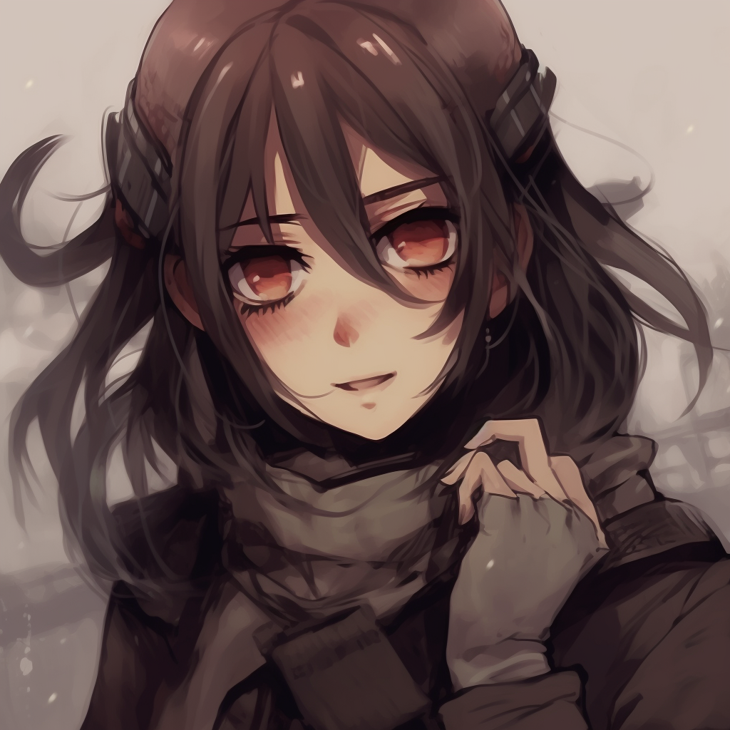 Close-up of Mikasa's face highlighting her intense gaze, dramatic contrasts and saturated tones. top anime pfp girl charactersHD, free download