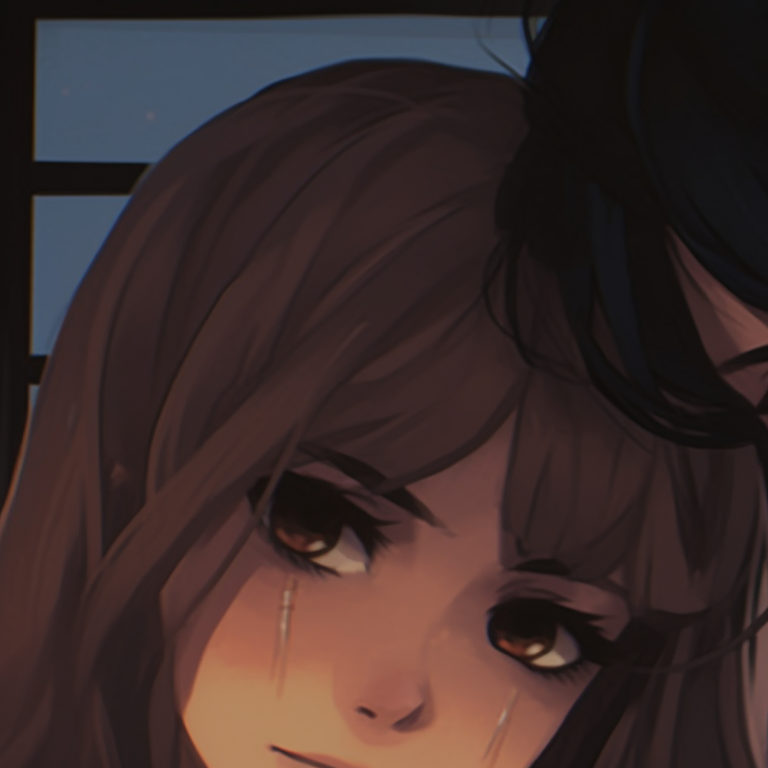 Two characters, soft blushes and pastel colors, exchanging loving looks. pfp matching non-anime couples pfp for discord.