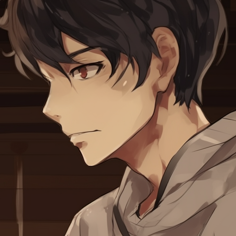 Two characters, rich textures and subdued lighting, in separate frames but mirroring each other's solitude. bl matching pfp creator pfp for discord.