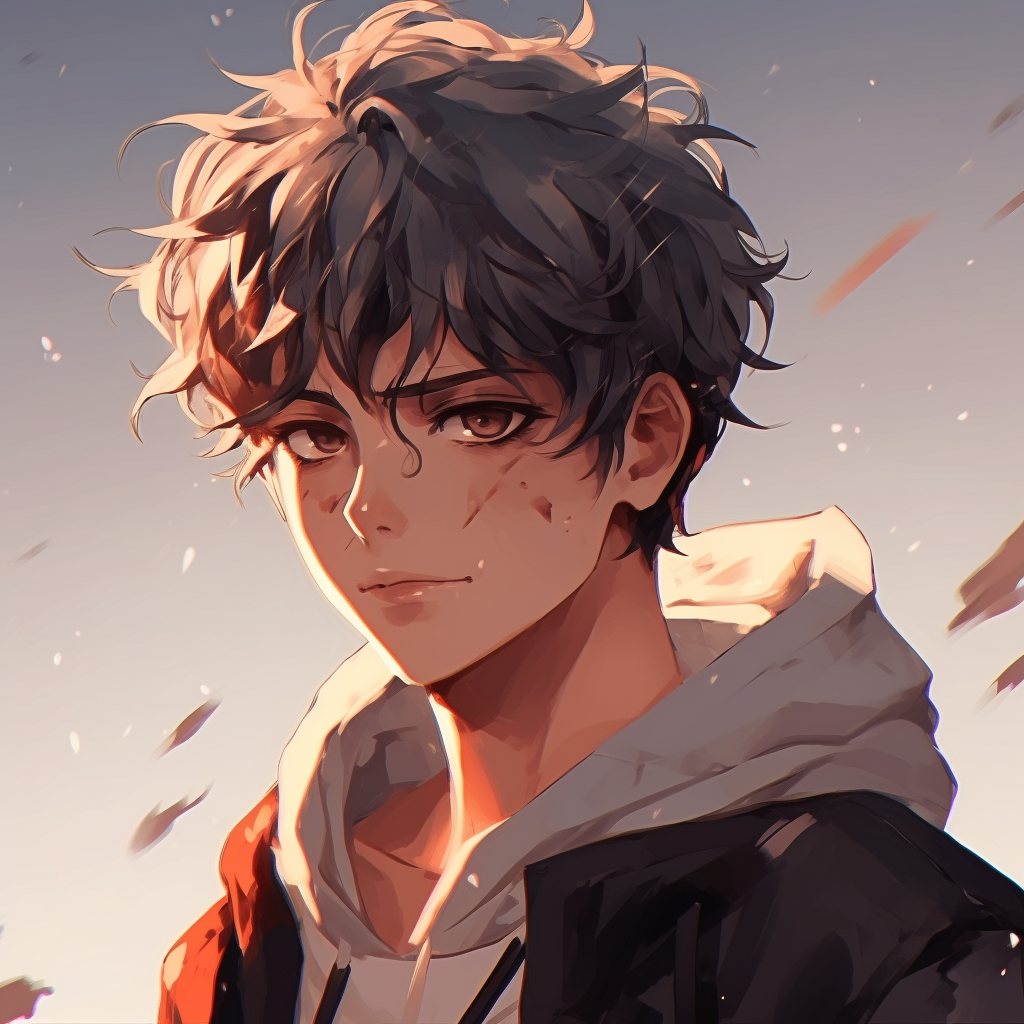 Intense look of a male anime character, high-detail art style and dynamic poses. premium anime pfp male pfp for discord.
