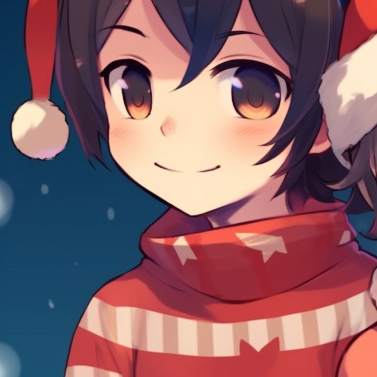 Two characters with whimsical snowflakes, soft colors and fluid shapes. matching cute christmas pfp aesthetic themes pfp for discord.