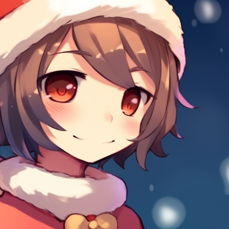 Two characters with whimsical snowflakes, soft colors and fluid shapes. matching cute christmas pfp aesthetic themes pfp for discord.