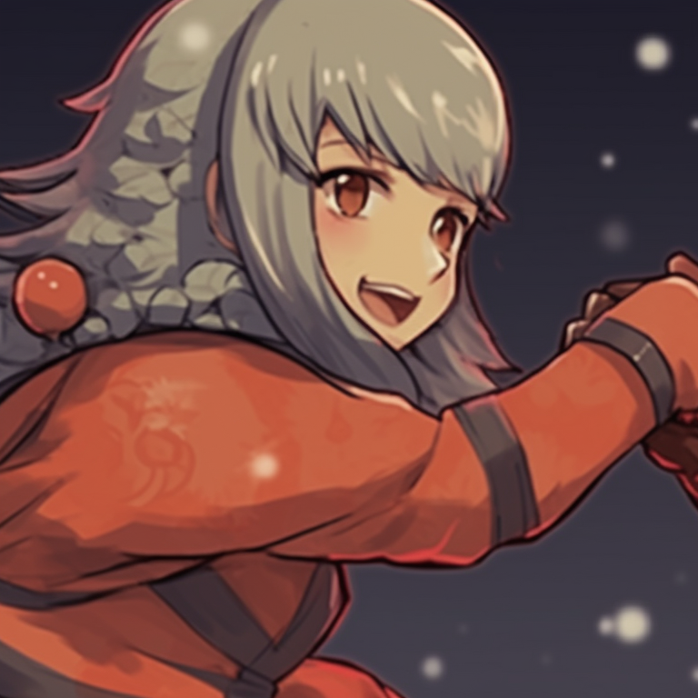 Two characters interlocking gazes, standing under a mistletoe with warm colors. naruto themed matching christmas profile pictures pfp for discord.