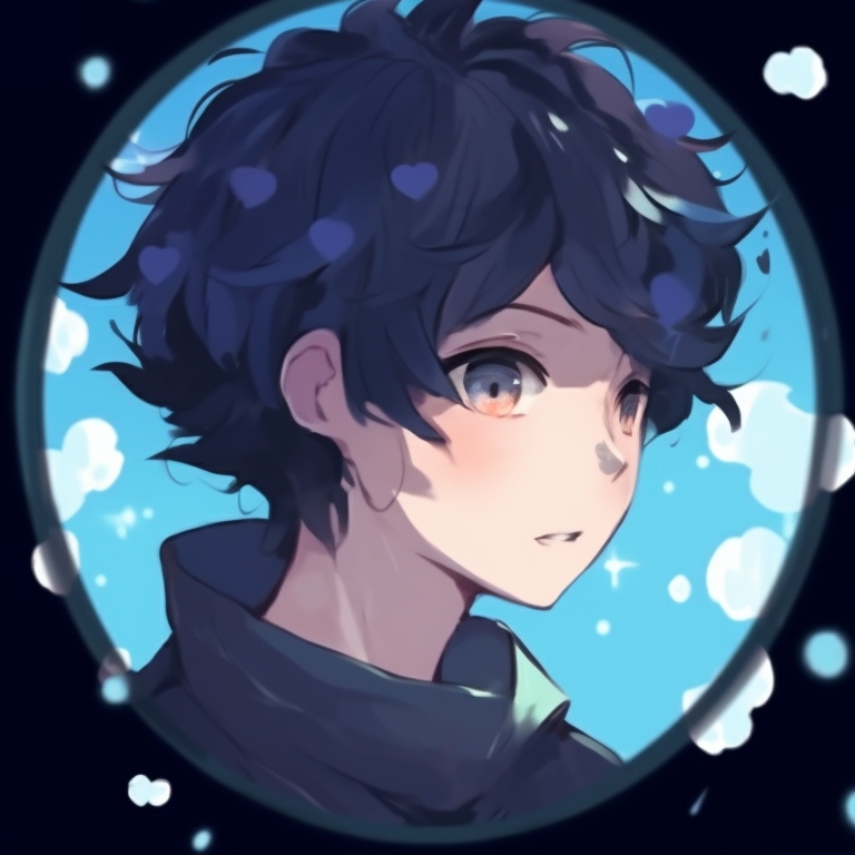 Two characters with stars in their eyes, distinct blue hues and dreamy aura. aesthetic pfp discord in blue pfp for discord.