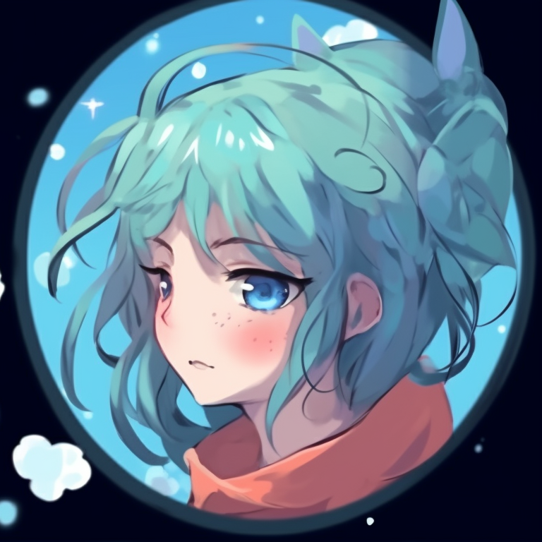 Two characters with stars in their eyes, distinct blue hues and dreamy aura. aesthetic pfp discord in blue pfp for discord.