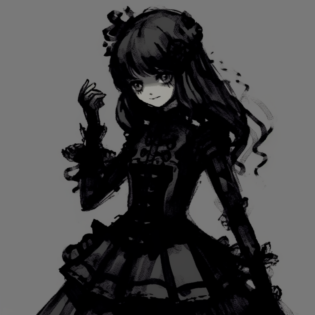 Anime character with bat accessories, distinctive gothic aesthetic and attention to detail. gothic dark aesthetic pfp pfp for discord.