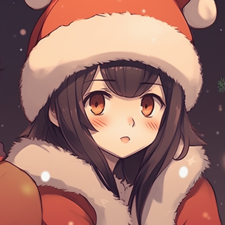 Two characters mirroring each other, snowflake motifs and crisp lines. matching cute christmas pfp aesthetic themes pfp for discord.