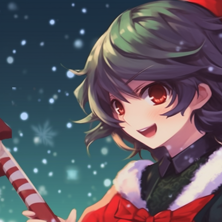 Two characters on a moonlit Christmas night, contrast between the cool moonlight and warm Christmas lights. vibrant matching christmas discord pfp pfp for discord.