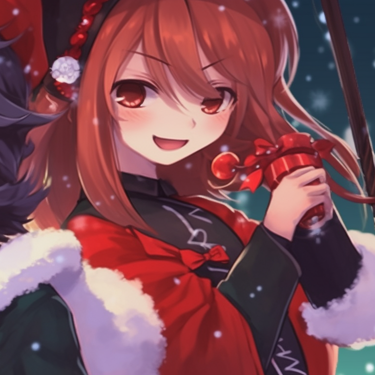 Two characters on a moonlit Christmas night, contrast between the cool moonlight and warm Christmas lights. vibrant matching christmas discord pfp pfp for discord.