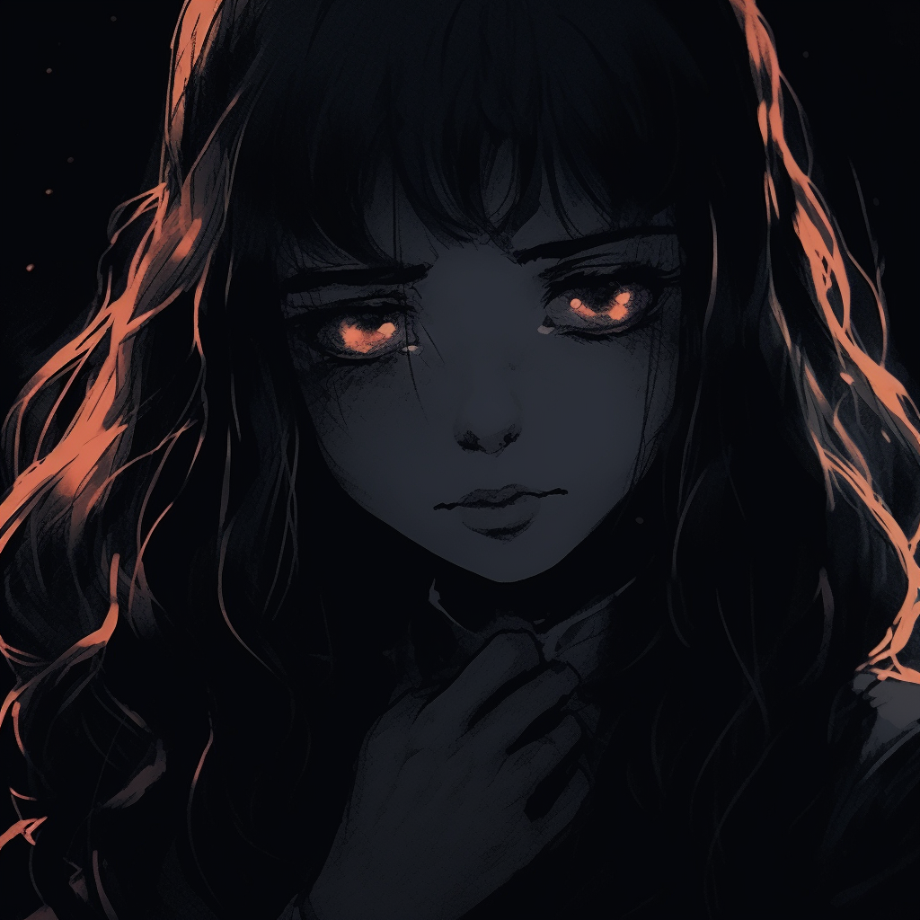 Portrait of an obscure muse, a mix of dark and light shades contributing to an enigmatic ambience. illustrated dark aesthetic pfp pfp for discord.