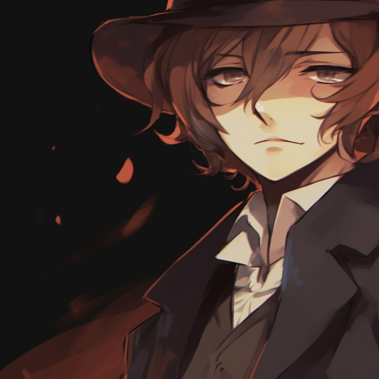 Chuuya and Dazai standing with a large jack-o'-lantern, warm colors, and exaggerated features. chuuya nakahara halloween pfp pfp for discord.