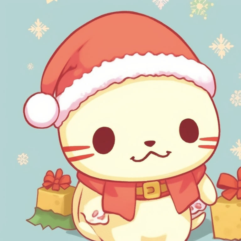 Gudetama characters, soft tone and detailing, laying on top of Christmas-themed decorations. adorable matching sanrio christmas pfp selection pfp for discord.