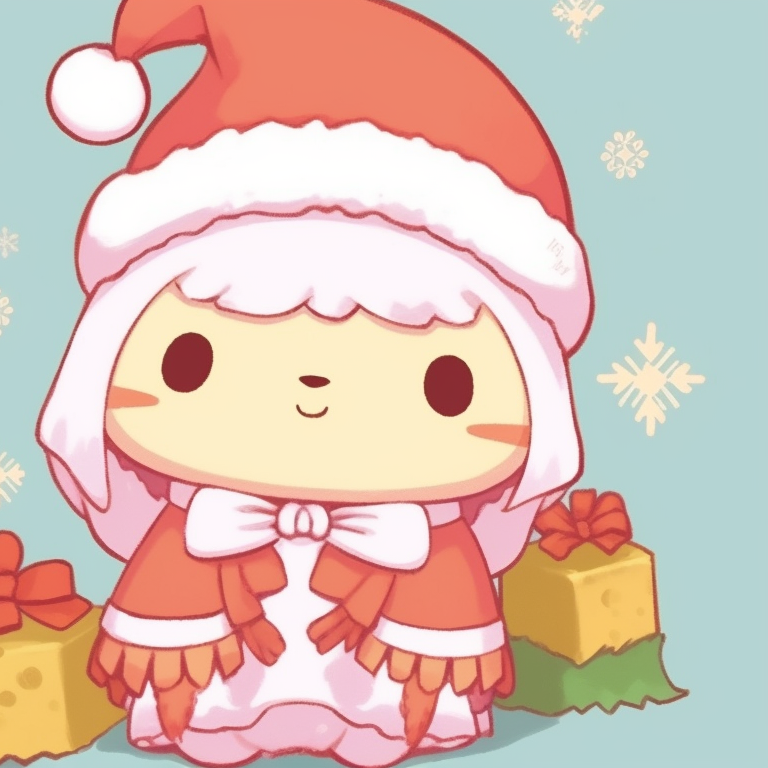 Gudetama characters, soft tone and detailing, laying on top of Christmas-themed decorations. adorable matching sanrio christmas pfp selection pfp for discord.