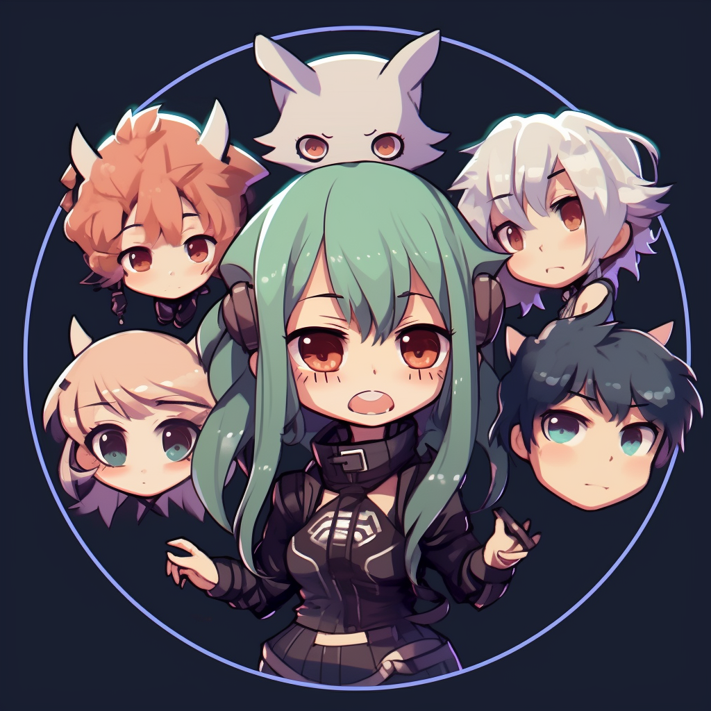 Characters from My Hero Academia in chibi style, simplified forms and vibrant colors. anime cute pfp artists