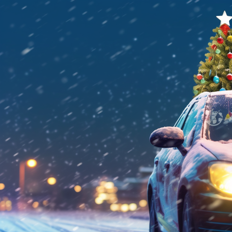 Two characters on a night drive their cars adorned with Christmas lights, cool hues, and distinct anime-styled characters. stunning matching christmas car collections pfp for discord.