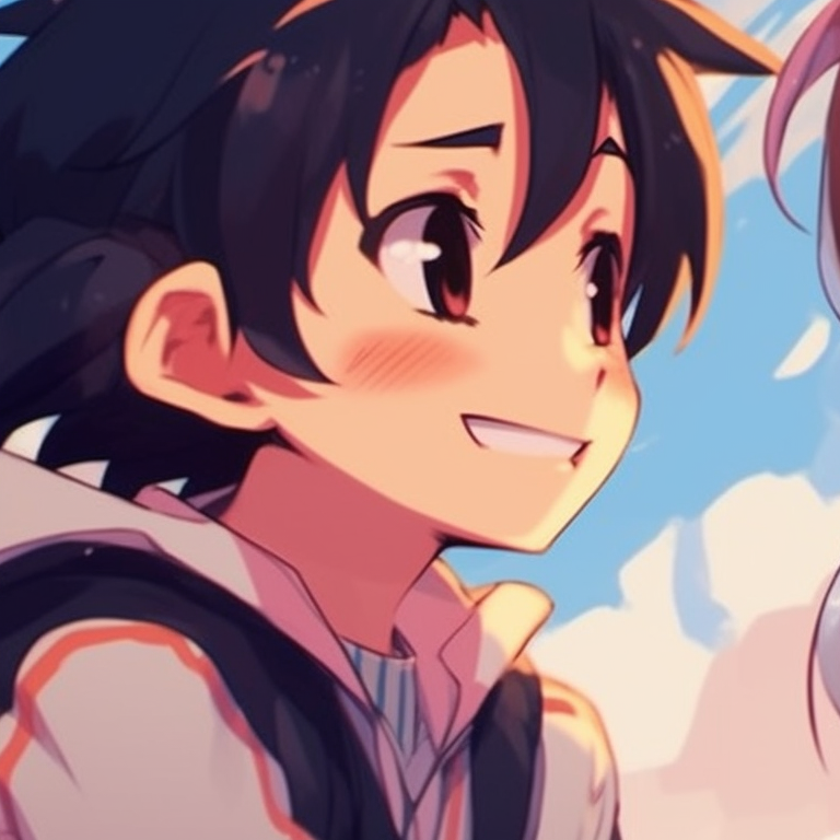 Two characters, neutral background, same outfit symbolizing unity. real life matching pfp for besties pfp for discord.