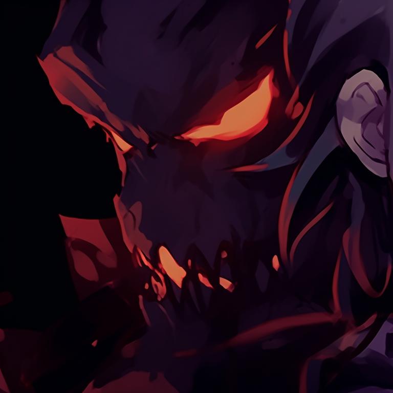 Two characters reflected in each other's eyes, intricate detailing and deep, moody colors. dark matching pfp halloween theme icons pfp for discord.