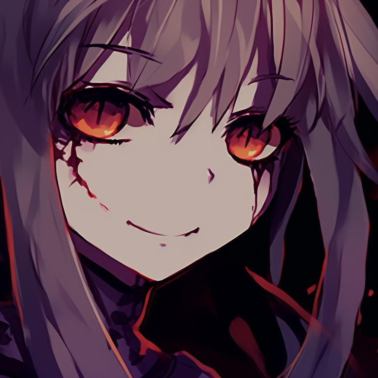 Two characters reflected in each other's eyes, intricate detailing and deep, moody colors. dark matching pfp halloween theme icons pfp for discord.