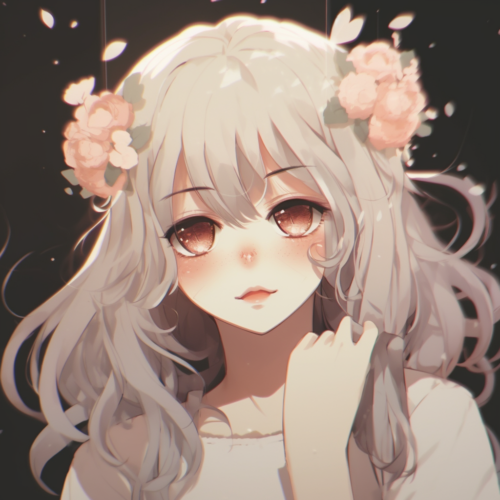 Anime girl in a serene setting with light, ethereal colors and calm expressions. enchanting aesthetic cute anime pfp pfp for discord.